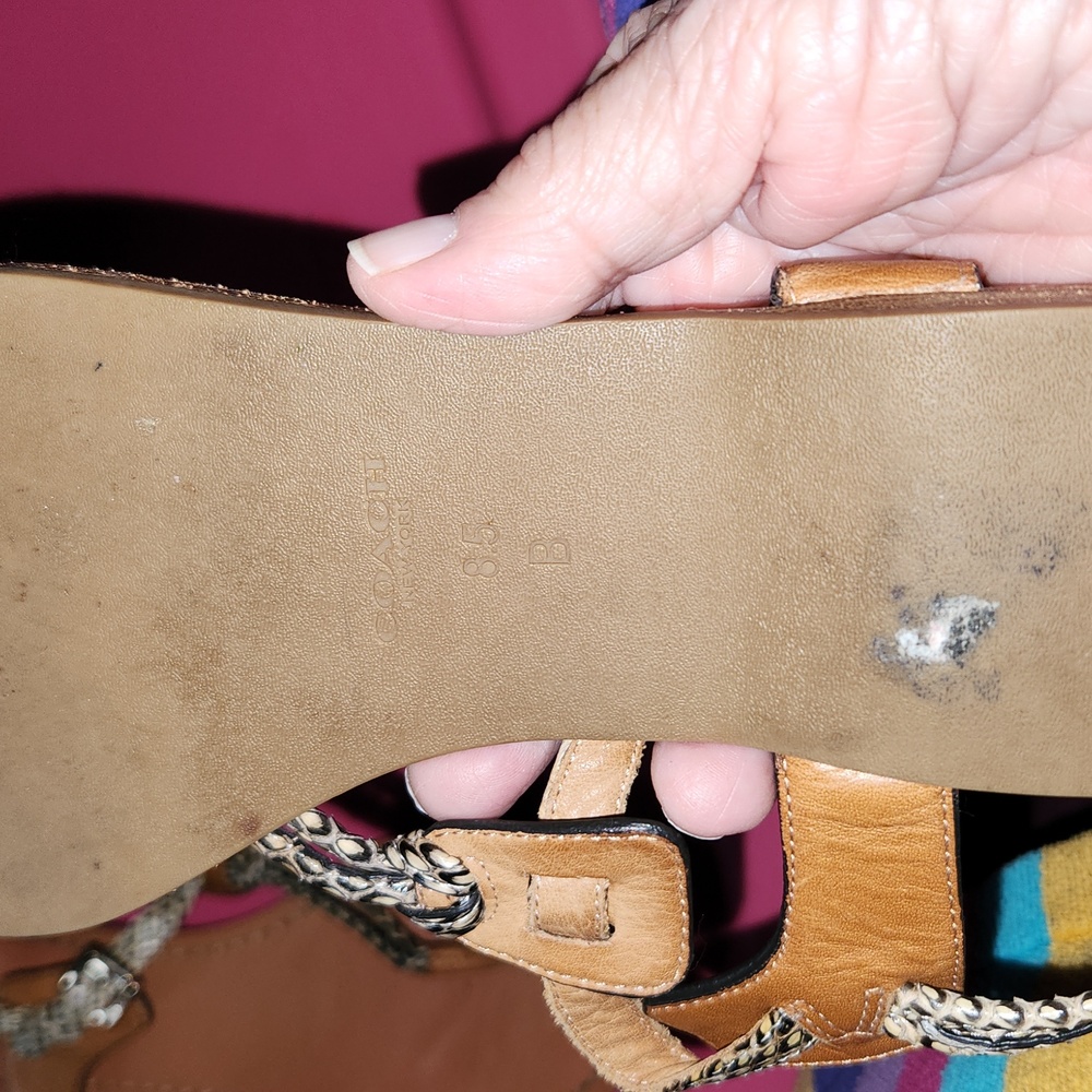 Coach Tan and Black Woven Sandals - Picture 5 of 8